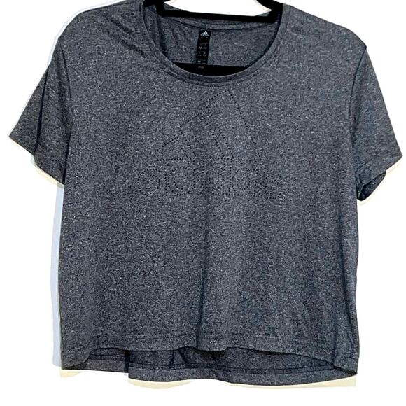 adidas Tops - Adidas Girls Athleisure Crew Neck Jersey Knit Top Short Sleeve Shirt Grey M NWOT